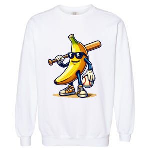 Banana Baseball Lover Cool Game Garment-Dyed Sweatshirt