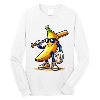 Banana Baseball Lover Cool Game Long Sleeve Shirt