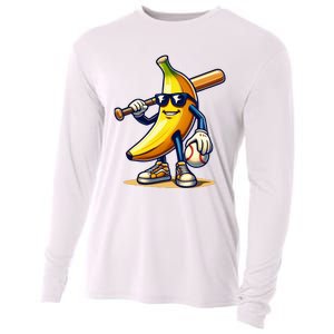 Banana Baseball Lover Cool Game Cooling Performance Long Sleeve Crew