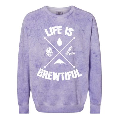 Brewing Beer Life Is Beautiful Cute Gift Colorblast Crewneck Sweatshirt