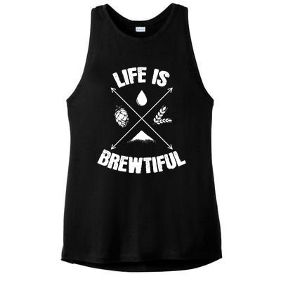 Brewing Beer Life Is Beautiful Cute Gift Ladies PosiCharge Tri-Blend Wicking Tank