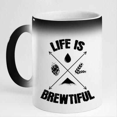 Brewing Beer Life Is Beautiful Cute Gift 11oz Black Color Changing Mug