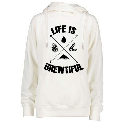 Brewing Beer Life Is Beautiful Cute Gift Womens Funnel Neck Pullover Hood