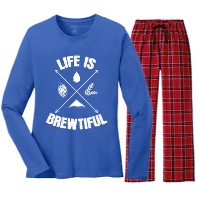 Brewing Beer Life Is Beautiful Cute Gift Women's Long Sleeve Flannel Pajama Set 