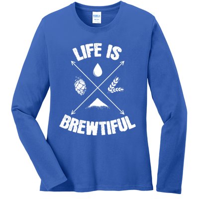 Brewing Beer Life Is Beautiful Cute Gift Ladies Long Sleeve Shirt