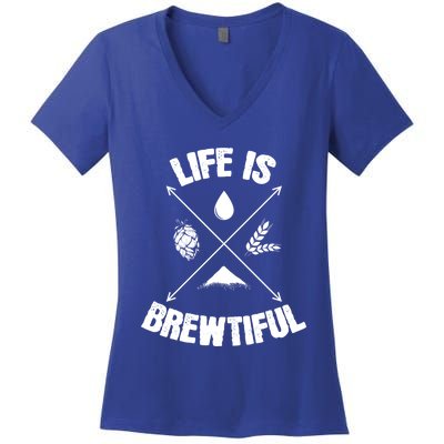 Brewing Beer Life Is Beautiful Cute Gift Women's V-Neck T-Shirt