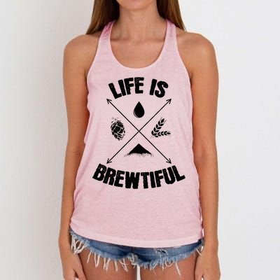 Brewing Beer Life Is Beautiful Cute Gift Women's Knotted Racerback Tank