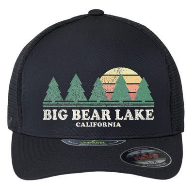 Big Bear Lake Ca Vintage Throwback Retro 70s Design Flexfit Unipanel Trucker Cap