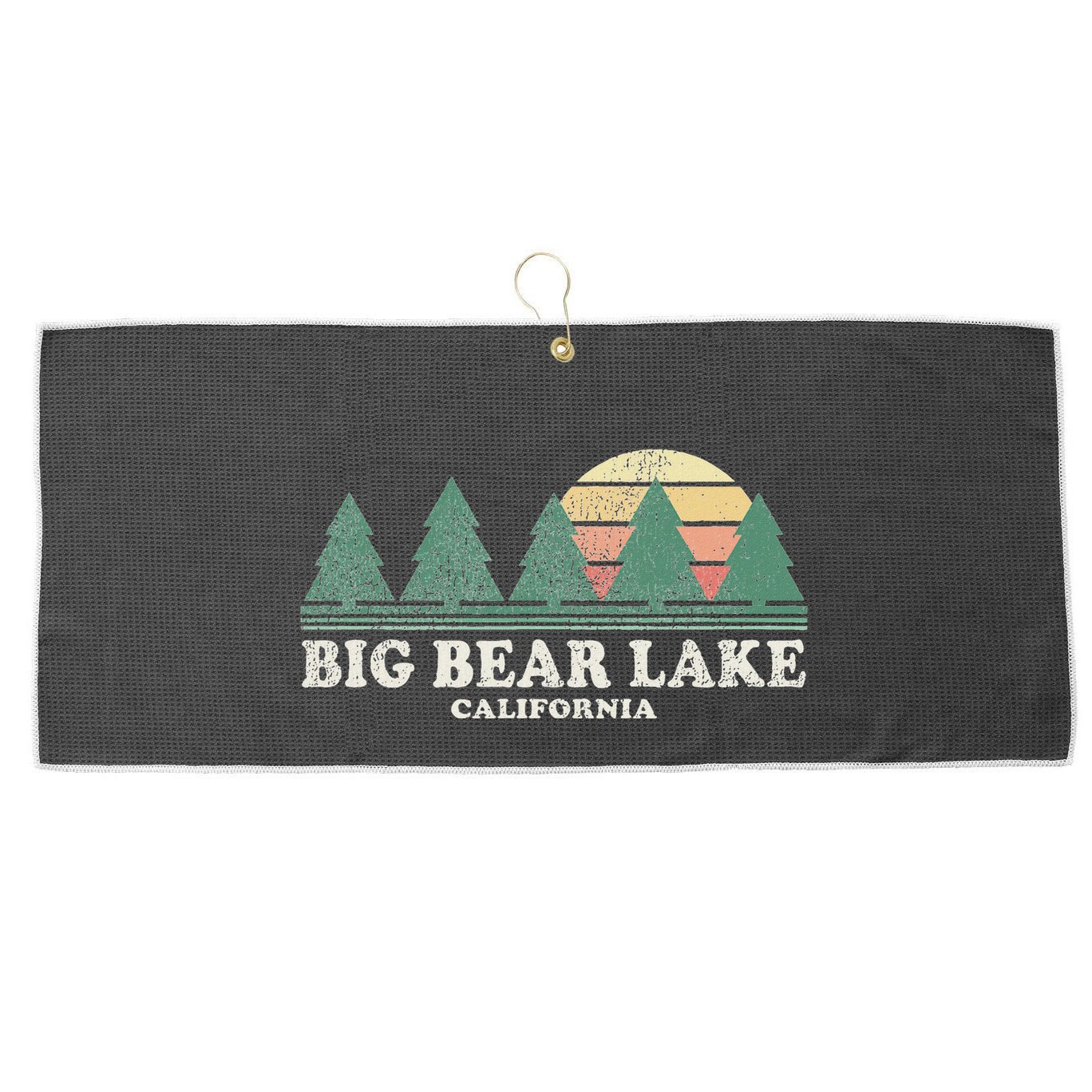 Big Bear Lake Ca Vintage Throwback Retro 70s Design Large Microfiber Waffle Golf Towel