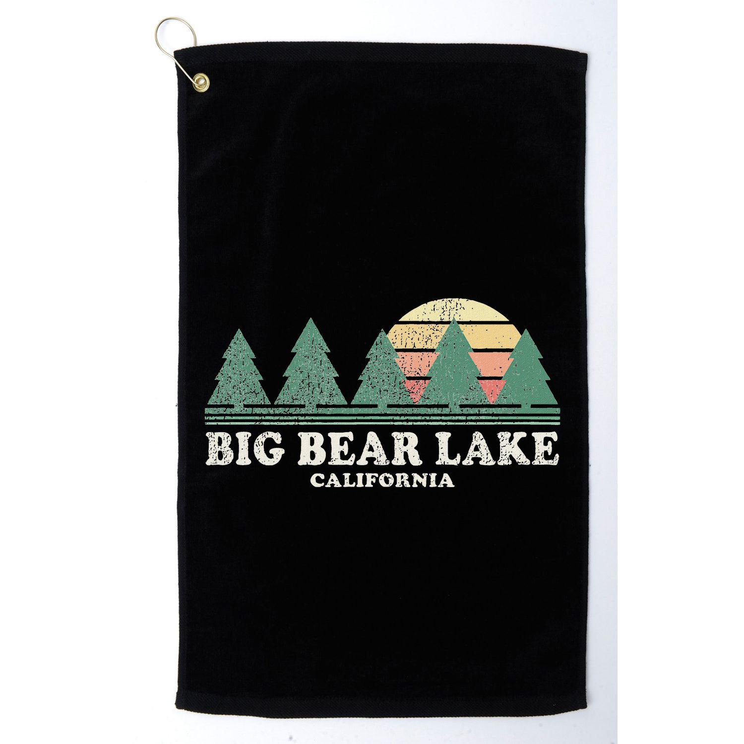 Big Bear Lake Ca Vintage Throwback Retro 70s Design Golf Towel