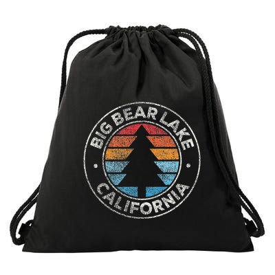 Big Bear Lake California Ca Vintage Graphic Retro 70s Drawstring Bag