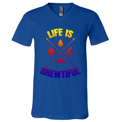 Brewing Beer Life Is Beautiful Gift V-Neck T-Shirt