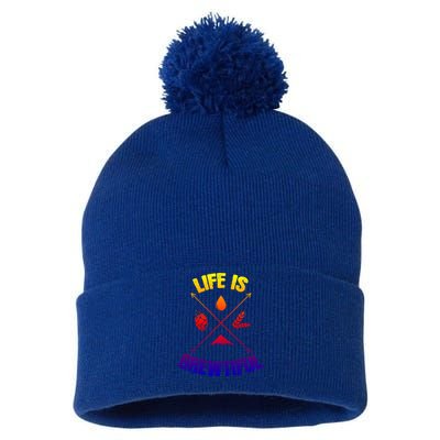 Brewing Beer Life Is Beautiful Gift Pom Pom 12in Knit Beanie