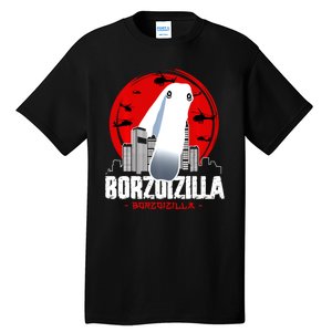 Borzoizilla Borzoi Long Nose Dog Meme Tall T-Shirt