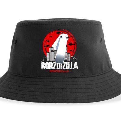 Borzoizilla Borzoi Long Nose Dog Meme Sustainable Bucket Hat