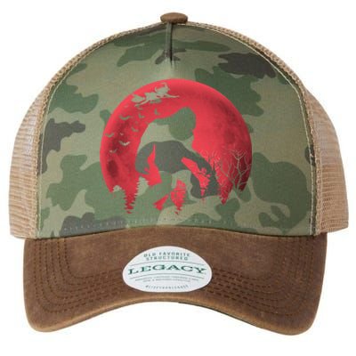 Bigfoot Blood Moon Full Moon On Halloween And Flying Witch Legacy Tie Dye Trucker Hat