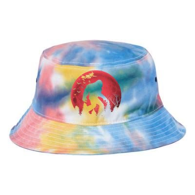 Bigfoot Blood Moon Full Moon On Halloween And Flying Witch Tie Dye Newport Bucket Hat