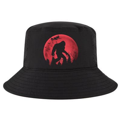 Bigfoot Blood Moon Full Moon On Halloween And Flying Witch Cool Comfort Performance Bucket Hat