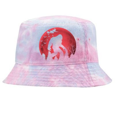 Bigfoot Blood Moon Full Moon On Halloween And Flying Witch Tie-Dyed Bucket Hat