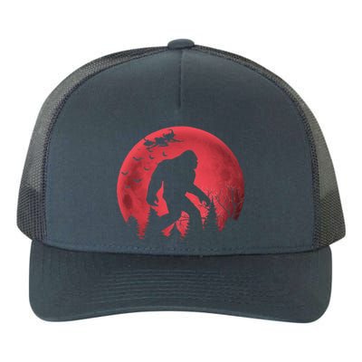 Bigfoot Blood Moon Full Moon On Halloween And Flying Witch Yupoong Adult 5-Panel Trucker Hat