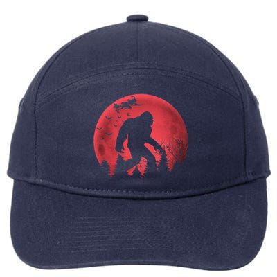 Bigfoot Blood Moon Full Moon On Halloween And Flying Witch 7-Panel Snapback Hat