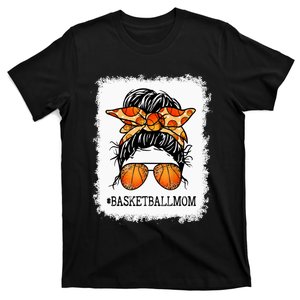 Bleached Basketball Mom Messy Bun Player Mom Mothers Day Long T-Shirt