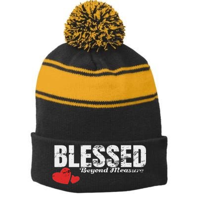 Blessed Beyond Measure Stripe Pom Pom Beanie