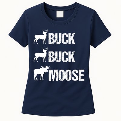 Buck Buck Moose Funny Moose Buck Hunting Womens T-Shirt