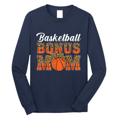 Basketball Bonus Mom Game Day Leopard Basketball Mothers Day Long Sleeve Shirt