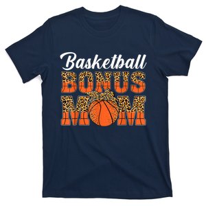 Basketball Bonus Mom Game Day Leopard Basketball Mothers Day T-Shirt