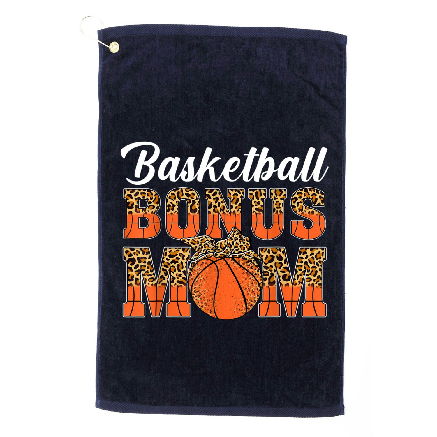 Basketball Bonus Mom Game Day Leopard Basketball Mothers Day Golf Towel