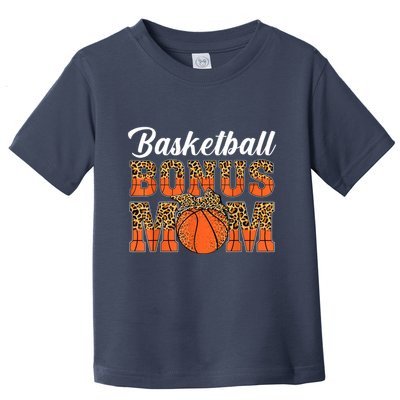 Basketball Bonus Mom Game Day Leopard Basketball Mothers Day Toddler T-Shirt
