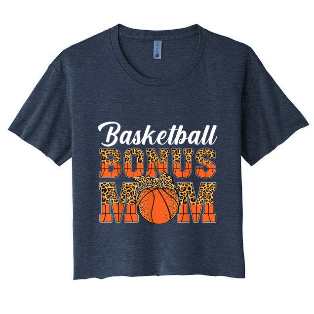 Basketball Bonus Mom Game Day Leopard Basketball Mothers Day Crop Top