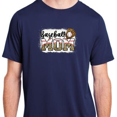 Bleached Baseball Mom Leopard MotherS Day Adult ChromaSoft Performance T-Shirt