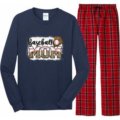 Bleached Baseball Mom Leopard MotherS Day Long Sleeve Pajama Set