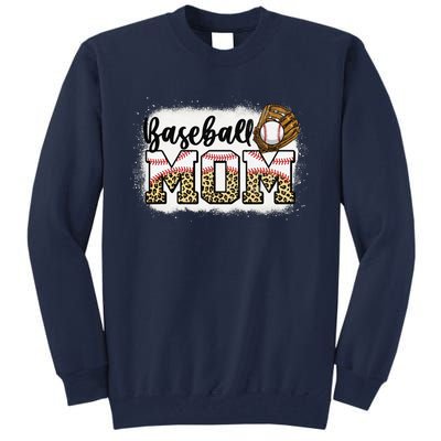 Bleached Baseball Mom Leopard MotherS Day Tall Sweatshirt