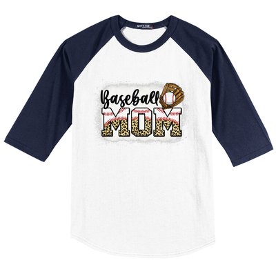 Bleached Baseball Mom Leopard MotherS Day Baseball Sleeve Shirt