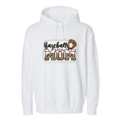 Bleached Baseball Mom Leopard MotherS Day Garment-Dyed Fleece Hoodie