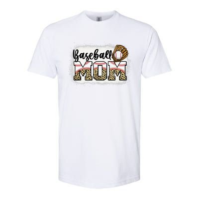 Bleached Baseball Mom Leopard MotherS Day Softstyle® CVC T-Shirt