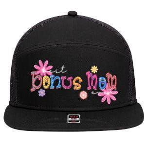 Best Bonus Mom Ever Happy Mothers Day Funny Gift 7 Panel Mesh Trucker Snapback Hat