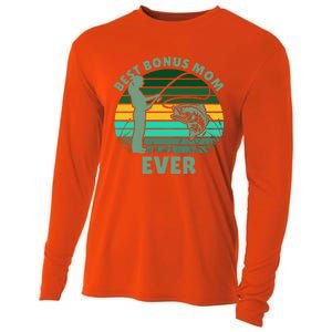 Best Bonus Mom Ever Fishing Cute Gift Cooling Performance Long Sleeve Crew