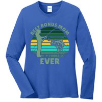 Best Bonus Mom Ever Fishing Cute Gift Ladies Long Sleeve Shirt