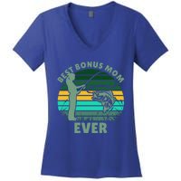 Best Bonus Mom Ever Fishing Cute Gift Women's V-Neck T-Shirt