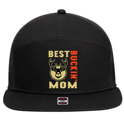 Best Buckin' Mom Funny Deer Hunting Sweatshirt 7 Panel Mesh Trucker Snapback Hat