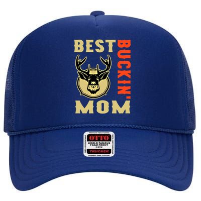 Best Buckin' Mom Funny Deer Hunting Sweatshirt High Crown Mesh Back Trucker Hat