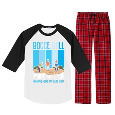 Bocce Ball Makes Me Lucky Hu Bocce Ball Gift Raglan Sleeve Pajama Set