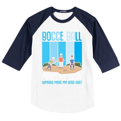 Bocce Ball Makes Me Lucky Hu Bocce Ball Gift Baseball Sleeve Shirt