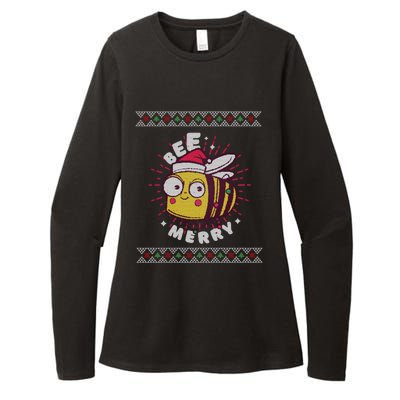 Bumble Bee Merry Beekeeper Santa Hat Ugly Christmas Sweater Gift Womens CVC Long Sleeve Shirt