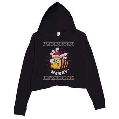 Bumble Bee Merry Beekeeper Santa Hat Ugly Christmas Sweater Gift Crop Fleece Hoodie