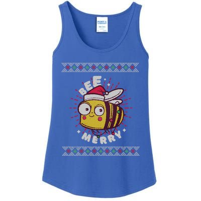 Bumble Bee Merry Beekeeper Santa Hat Ugly Christmas Sweater Gift Ladies Essential Tank